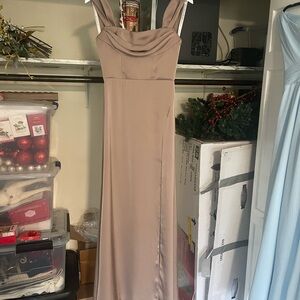 Elegant Tan Bridesmaid Dress